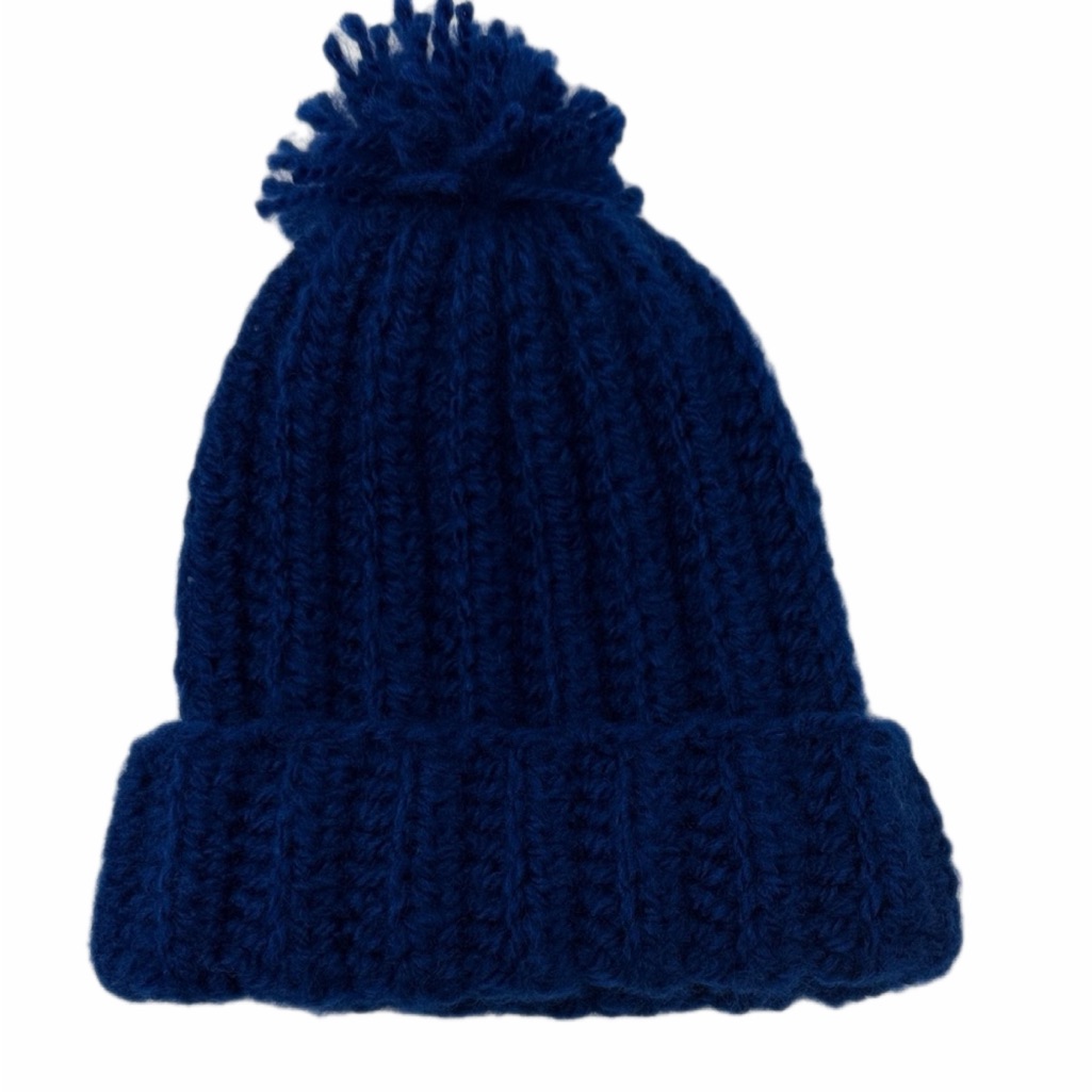 Cozy Blue Kids Pom-Pom Beanie
